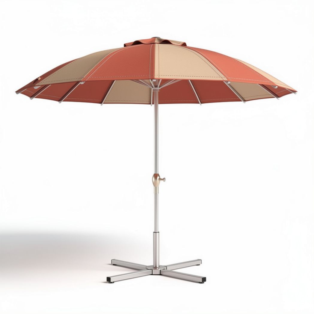 Sonnenschirm aus Polyester in rot-beige 180 x 180 x 240cm mit stabiler Metallbasis