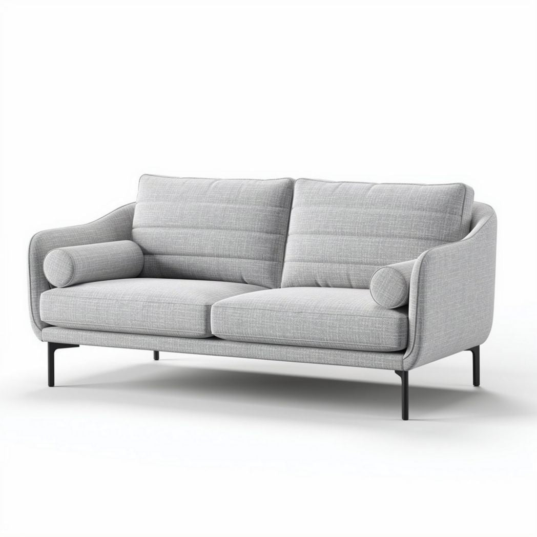 Graues sofa aus stoff mit metallbeinen 180 x 85 x 80cm für wohnzimmer