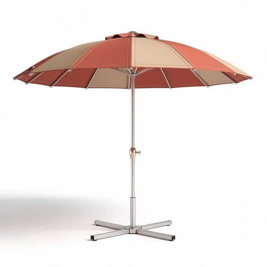Sonnenschirm aus Polyester in rot-beige 180 x 180 x 240cm mit stabiler Metallbasis