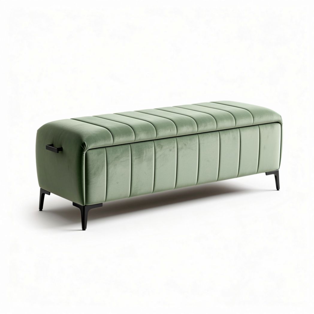 Sitzbank aus grünem velours mit stauraum 120 x 40 x 45 cm