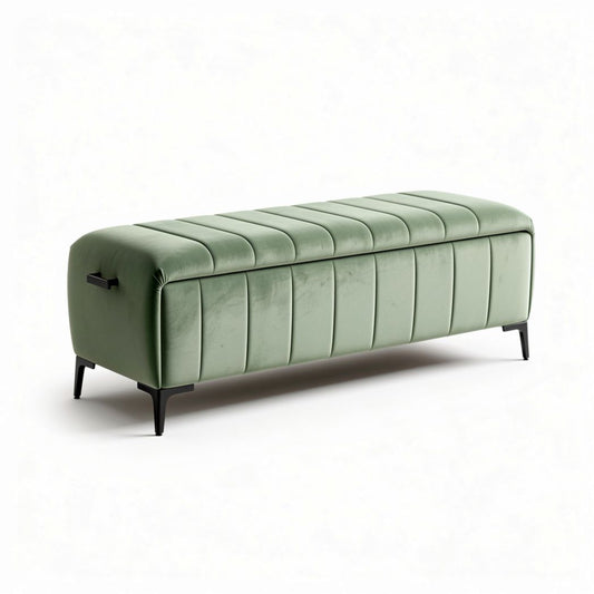 Sitzbank aus grünem velours mit stauraum 120 x 40 x 45 cm
