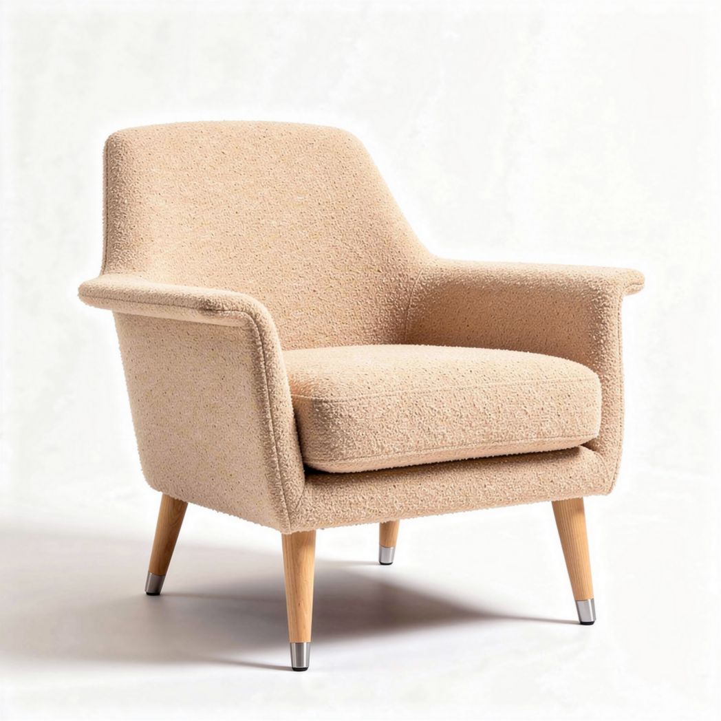 Sessel aus fabric in beige mit hölzernem Gestell und polsterung 78 x 80 x 70cm