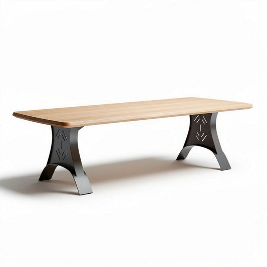 Esstisch aus Holz mit Metallbeinen 200 x 100 x 75 cm in naturfarbenem Design